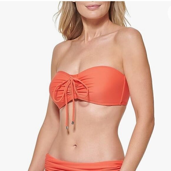 TOMMY HILFIGER Women's Ruched
Halter Bikini Swim Top Emberglow - L Clasp Closure - Picture 10 of 15